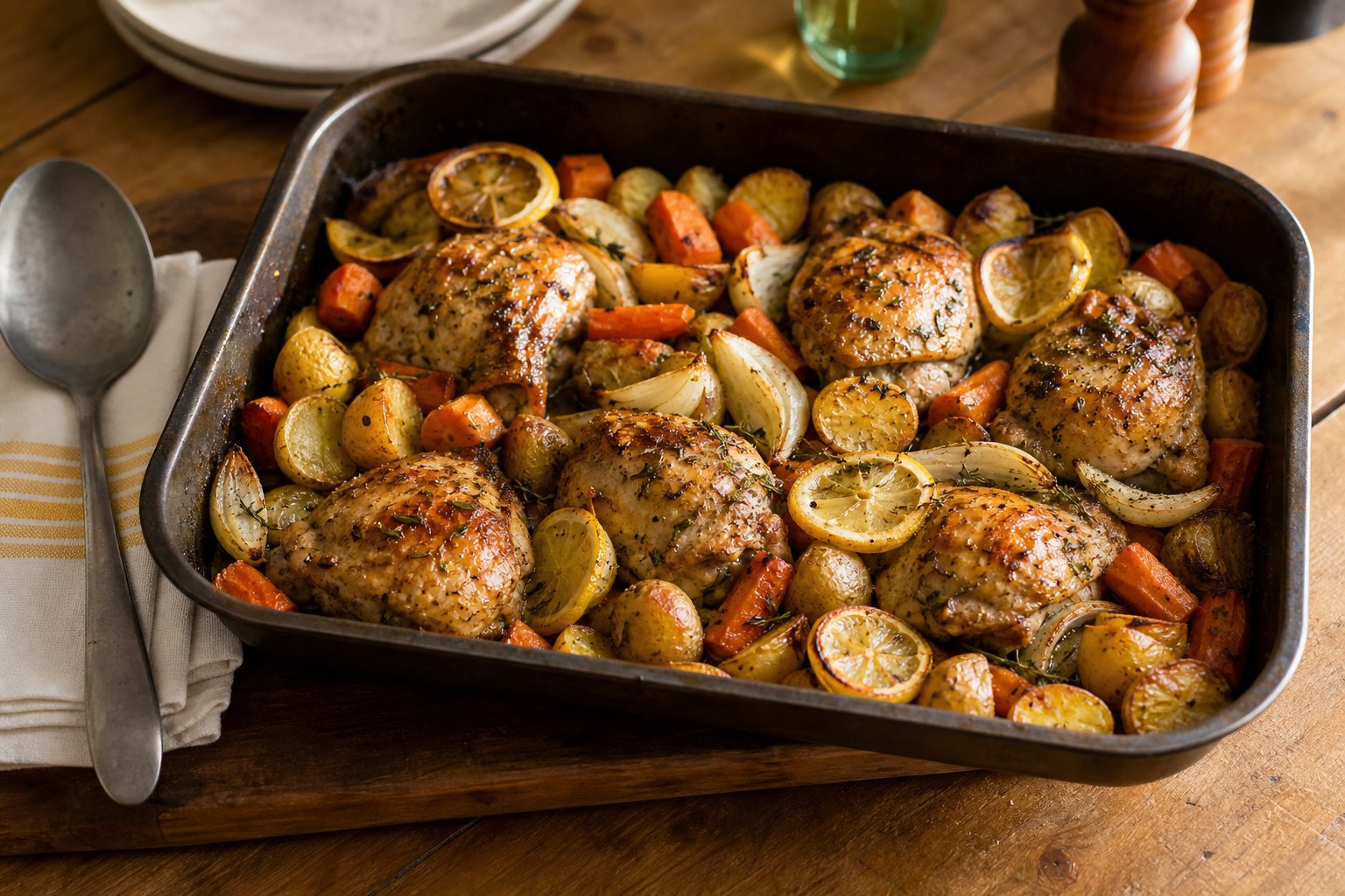 One-pan lemon chicken and roasted vegetables